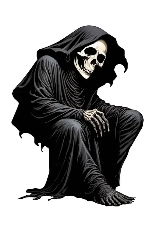 Grim Reaper Sitting In The Shadows