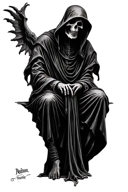 Grim Reaper Sitting In The Shadows