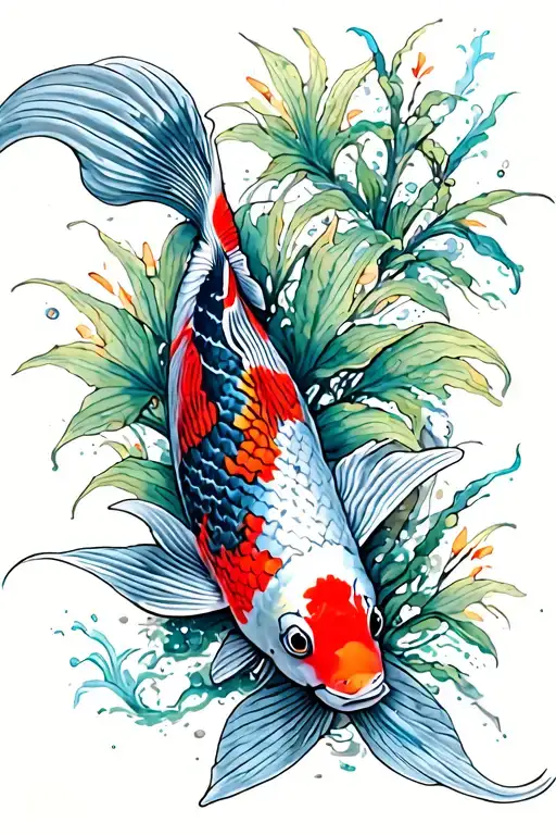 Koi Fish Nenufares And Fish Plant