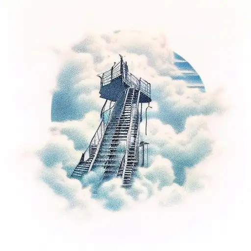 Stairway To Heaven Leading Into Clouds