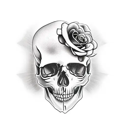 Scary Skull With Roses