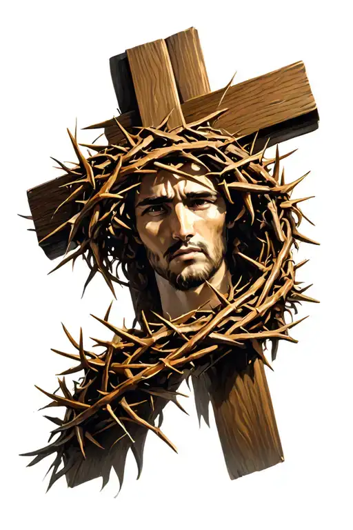 Crown Of Thorns Wrappng The Cross Wrapped