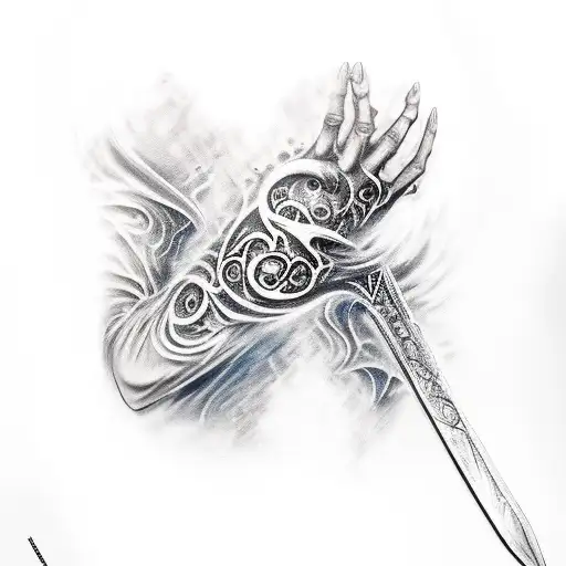 An Abstract Representation Of Artorias' Corrupted Arm With Swirling Darkness