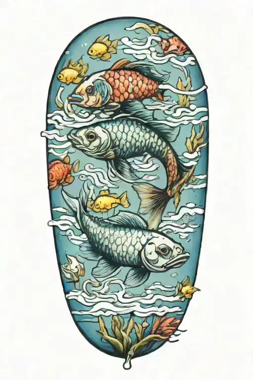 Coloful Koifish Swimming In A Sea