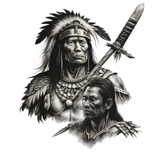 Native American Warrior And A Samurai Warrior Meditating