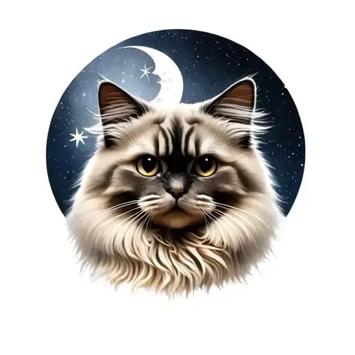Angora Cat With Half Moon Star