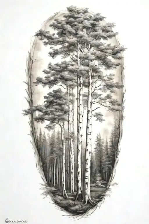 White Birch Palm Tree Redwood Maple Cypress