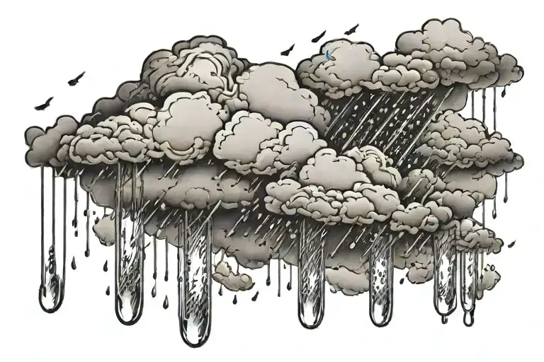 Rain With Cloud Tattoo Left Side Is Half Circle