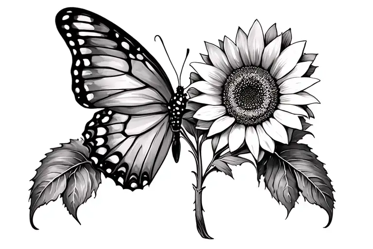 Butterfly With Sunflower