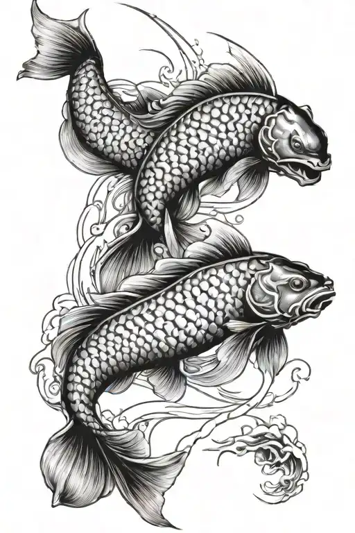 Japanese Koi And Samurai Ninja