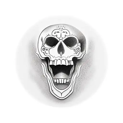 Broken Skull With Time Piece In Mouth