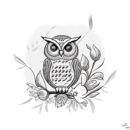 Owl With Flowers And The Dutch Flag