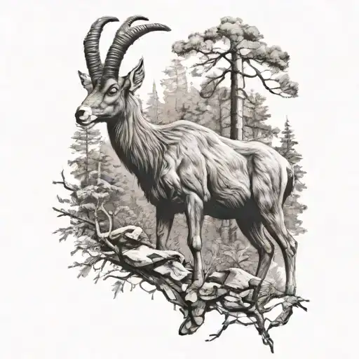 Ibex In The Forest