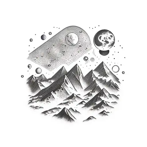 Mountains With Space In Sky