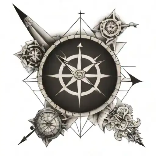 Compass Arrow Geometrical Shapes