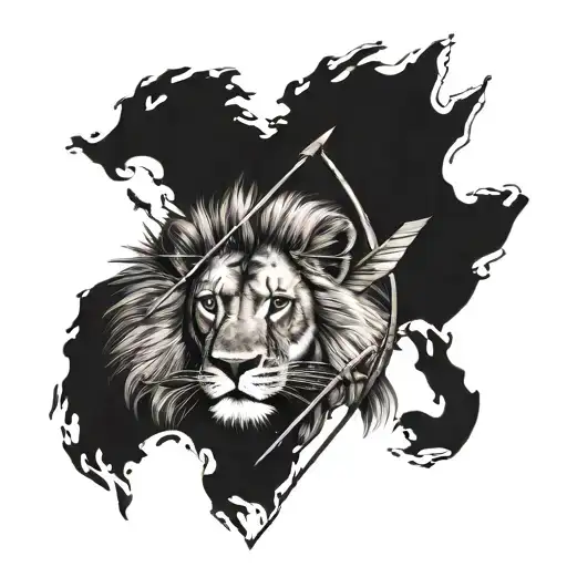 Arrow And One Lion At The Middle