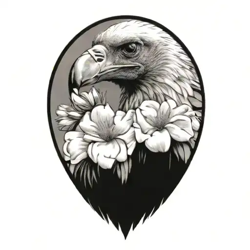 Vulture Swallowing A Flower Bouquet