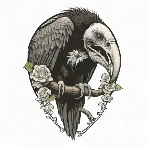 Vulture Swallowing A Flower Bouquet