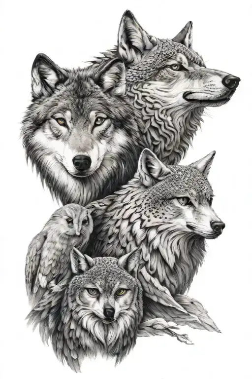 Wolf And Owl Side By Side Representing Different Aspects