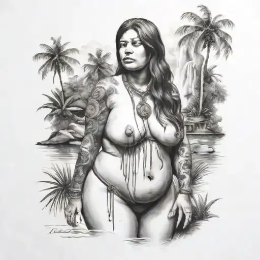 Indian Island Fat Girl Nude Breast Aquarius Waterfall Jungle