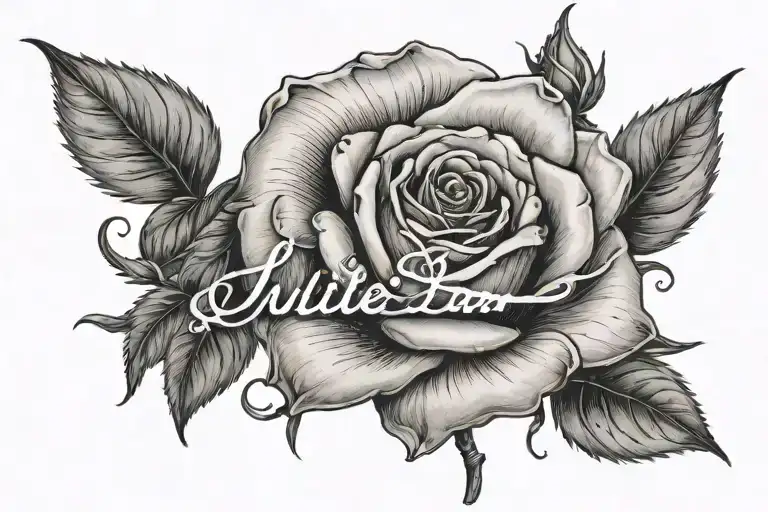 Rose With Name Written Underneath Saying Julie