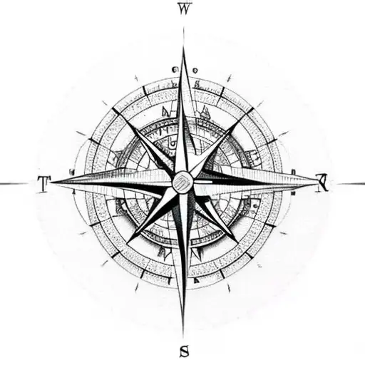 Compass Rose And Map