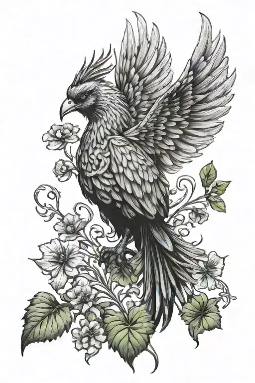 Pheonix Rising Holding A Four Leaf Clover In Its Beak