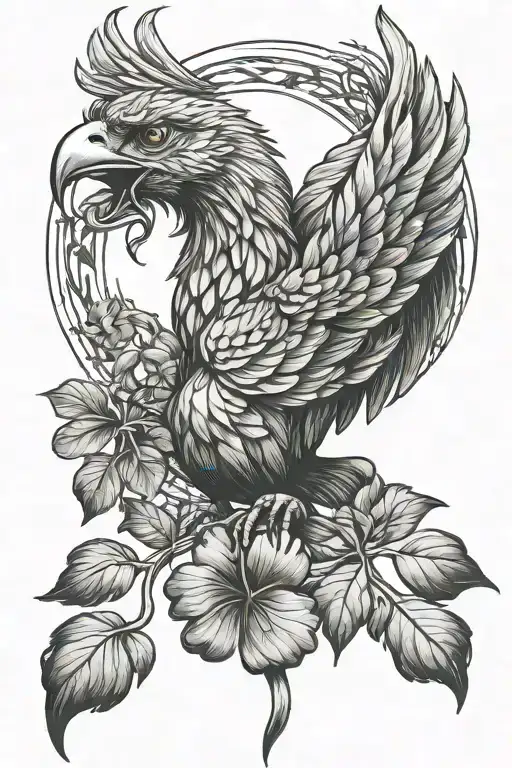 Pheonix Rising Holding A Four Leaf Clover In Its Mouth