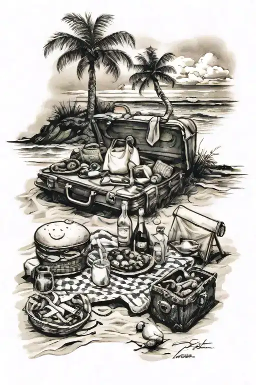 Picnic On The Beach Scene
