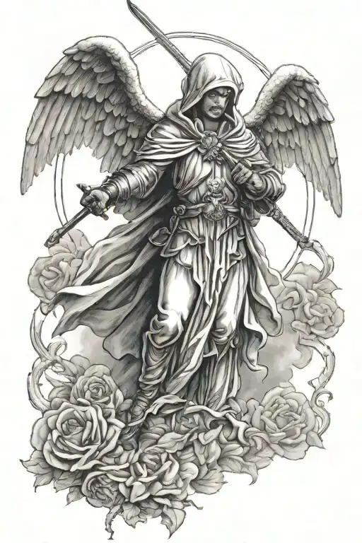 Guardian Angel With Sword And Hood