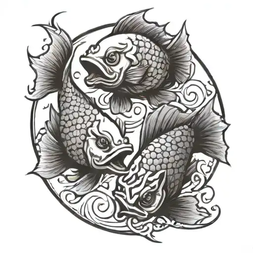 Two Angry Fish Ying Yang