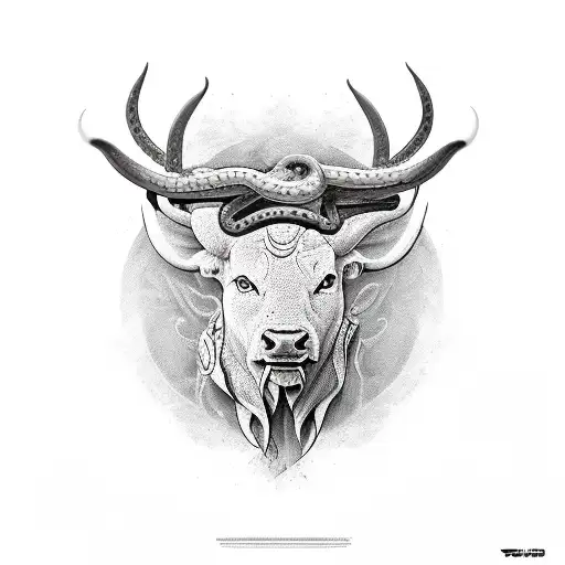 Bull Head With Snakes As Horns