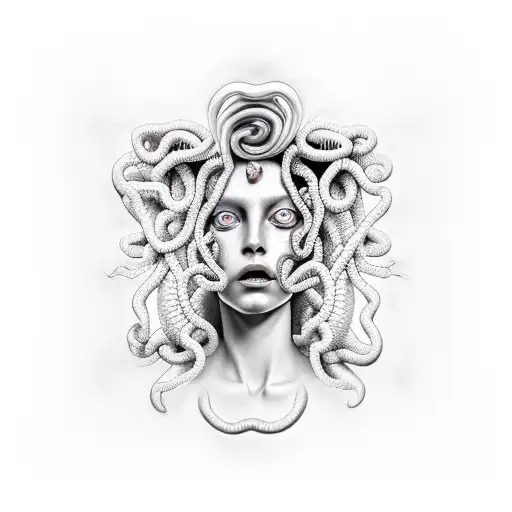 Medusa With Mad Eyes And Open Mouse Tongue Out
