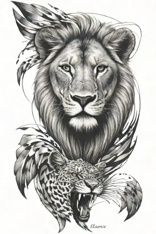 Lion Blended Hawk Soaring Blue Eyes With Sharp Lines