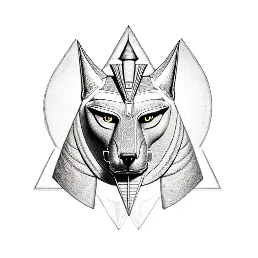 Anubis With A Background Of Piramids