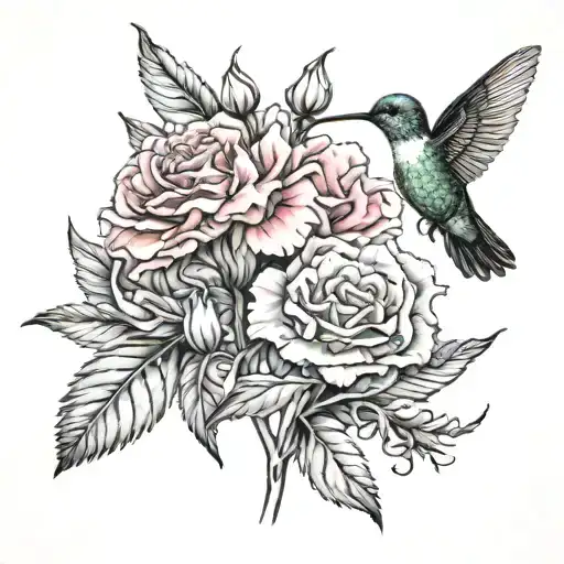 Carnation And Hummingbird