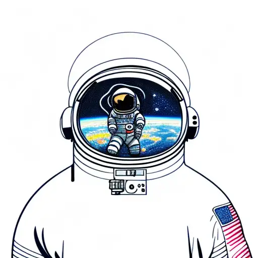 Astronaut In Space On Umbilical Cord