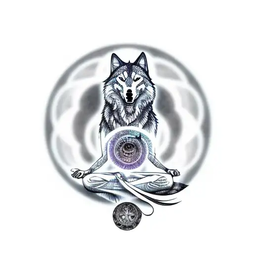 Dmt Wolf Meditating In Lost Time And Space