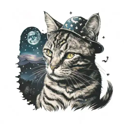 Cat Wearing A Dayz-themed Outfit Under A Starry Night Sky