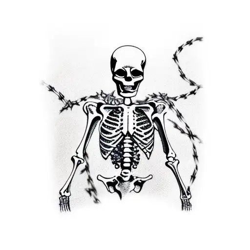 Skeleton In Barbed Wire Sleeve
