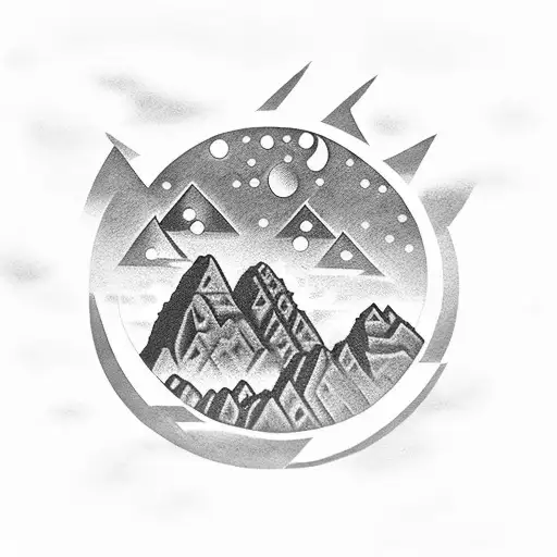 Machu Pichu Beneath A Full Moon With Small Circle Patterns And Clouds In Peru