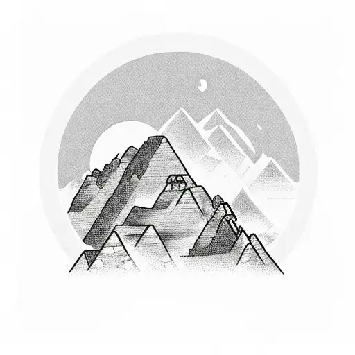 Machu Pichu Beneath A Full Moon With Small Rectangle Patterns And Clouds In Peru