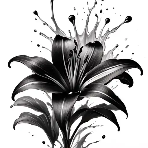 Black Lily With Splash Behind