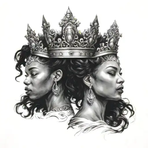 Three Black Queens Crown On Its Head