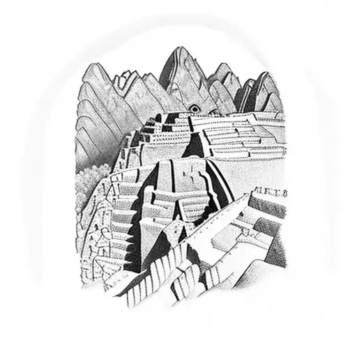 15Th Century Machu Picchu Under A Large Full Moon Circcle Pattern Background