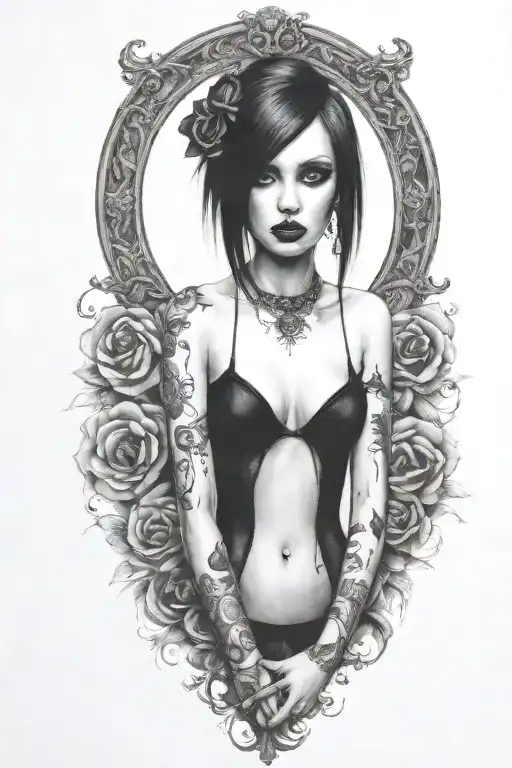 Goth Emo Semi Nude Girl