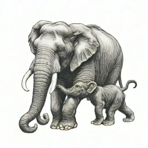 An Elephant And Monkey Sharing A Hug