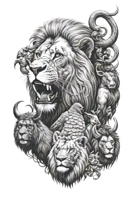 Lion Goat Gorilla Rooster Elephant Playing