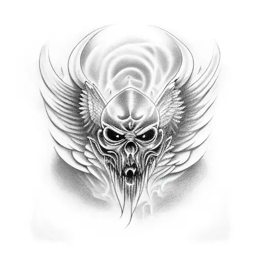 Angel And Devil Face Merging