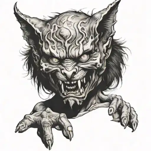 A Demon Playing His Cat